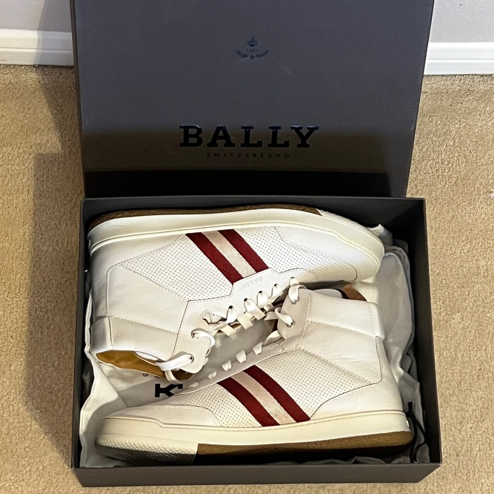 Bally Switzerland Altilio White Leather High top Sneaker Men’s Size 11